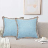 Deluxe Linen Trimmed Pillowcase Organic Burlap Fabric Sofa Cushion Case Textured Pillow Cover Luxury Home Decor 30x50cm