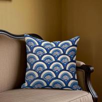 Blue Fan square Jacquard Pillow Cover for Sofa Office Waist Cushion Cover Home Decorative Pillowcase 40x40cm