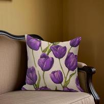 Purple Tulip square Jacquard Pillow Cover for Sofa Office Waist Cushion Cover Home Decorative Pillowcase 40x40cm