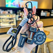 Dopamine Barbell Plates Keychain Kettlebell INS Simulation Dumbbells Keyring Creative Water Cups Fitness Series Pendant Friends juoda