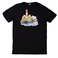 T-Shirt Aquarell Leuchtturm Motiv Baumwolle L