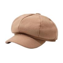 Cotton Beret Hat Windproof Octagonal Newsboy Cap Fashion Painter Caps  Autumn Winter chaki