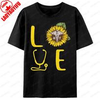 Love Sunflower Stethoscope Graphic T Shirts Respiratory Therapist Printed TShirt Unisex Clothing Unisex Clothes Tshirt Tops Gift S