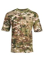 Men's Multi-Cam Camouflage Print T-Shirt, Tactical Multicam Pattern, Crew Neck Short Sleeve for Outdoor and Military Style XXS žalia