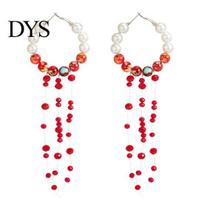 Mysterious Fashion Jewelry Gothic Blood Drop Choker, Layered Faux Pearl Necklace, Red Tassel Choker Earrrings, Punk Style Vampire for Women Halloween B