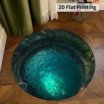 3D jūrų vandens vizualinio dizaino rašto apvalus kilimas, neslystantis grindų kilimėlis svetainei, miegamajam, vonios kambariui, atostogų namų dekoravimui 40x40cm Flannel