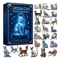 Vibrant Cat Figurine Collection Faux Crystal Advent Calendar 2025 Collectible 2D Acrylic Pendant Set 24 Luxurious Ornament Days Christmas Countdown A