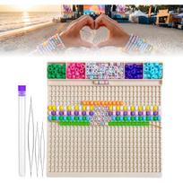 Pony Beads Fast Stringing Tray for 6×9mm Pony 6×6mm Letter Beads | Bead Bracelet Making Board Tray with 3 Beading Needles Storage Tube