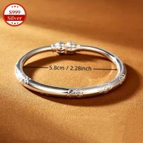 Simple tribal style 999 sterling silver bracelet suitable for women's daily wear and as a gift sidabras