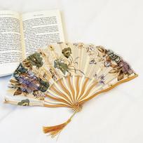 Elegant Tassel Folding Fan High Quality Hand Fold Fan Dance Props Silk Folding Fan  Female style 1