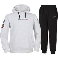 Nasa Unisex Standard Sweat Wappen Hoodie + Jogger Pants Set [Melange White + Black] 95