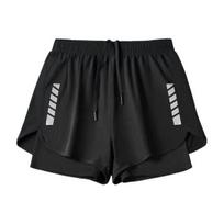 Vyriški maudymosi šortai Slim Fit dvisluoksniai greitai džiūstantys konservatyvūs, kvėpuojantys plaukimo raišteliai, elastingas juosmuo, plaukimo lagaminai vandens sportui bėgiojimo šortai 2XL black