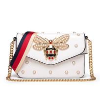 Bag women's new simple pearl bee small square bag single shoulder crossbody wide shoulder strap bag tide balta