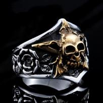 Men's Domineering Rose Pentagram Skull Ring 6