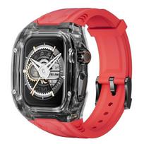 Translucent Case Silicone Strap for Apple Watch Ultra 3/2/1 49mm  All-inclusive Protective Shell apple Watch 11 10 9 8 7 6 SE3 46mm 42m 44mm 45mm 41mm Ultra 3 2 1 49mm raudona
