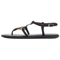 ZARA Thong Ankle Strap Flat Sandals Brown Womens 1616610202 36