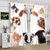 Paws Whiskers Curtains Piece Polyester Set Bedroom Living Room Study Playful Pet Window Decor Curtain Ideal For Great W100*H70(CM)-Grommet top&2PCS