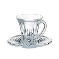 Crystal Glass Cappuccino Hot Drink Coffee Cup Simplicity Household Creative Transparent Flower Tea Hot Drink Cup and Saucer Set 120ML