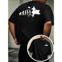 Human Evolution Kayak Front and Back Double-Sided Print Men's T-Shirt, Summer Outdoor Water Sports Apparel, Creative  Short-Sleeve Top S juoda