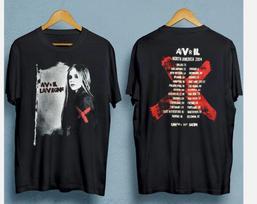 Vintage Avril Lavigne Tour Double-sided Men T-shirt Black Tee S-45XL XXL