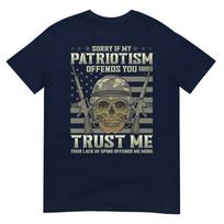 Patriotic Veteran Usa Flag American Military War Hero Skull Tshirt S