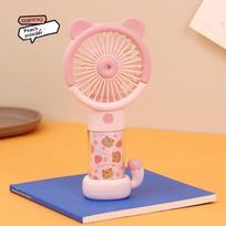 Cute Cartoon Handheld Small Upright Desktop Fan, Student Summer Gradient Color Small Night Light, USB Electric Fan
