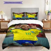 Vibrant Neymar Jr Football Art Bedding (1 * duvet cover + 2 * pillowcase, without core) 2D Flat Christmas birthday gift Bedding set 135x200cm