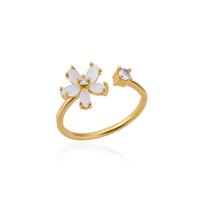 Romantic Colorful Tulip Flower Cz Stainless Steel Women'S Ring 18K Gold-Plated Anti Fading Rings Wedding Jewelry New Accessories Adjustable