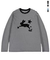 Graver [Unisex] Jump Rabbit Striped Long Sleeve_3Color Ivory Black/M