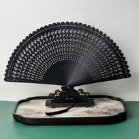 Folding Fan with Tassel, Portable Hand Fan for Decoration - Black One Size