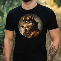 T-Shirt Herren Steampunk Wolf Motiv Baumwolle Größe XS bis 5XL XXXL