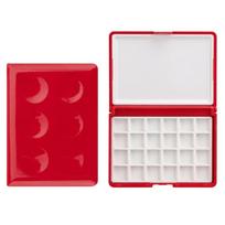 24 Wells Watercolor Paint Tray Small Plastic Paint Storage Box with Leakproof Lid For Artists Students Travel Sketching raudona