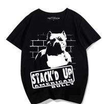 2026 New American Bully Dog Pattern Canine Fan Street Culture Print High Quality Unisexs Loose Plus Size Short Sleeve Trend Top S