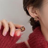Light Luxury Heart Key Lock Shape Earring For Women Unique Design Crystal Zircon Red Love Bowknot Stud Earring Christmas Jewelry