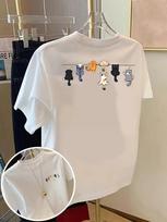 Funny Cartoon Hanging Cats Print Unisexs 100 Cotton TShirt Casual ONeck Short Sleeve Tops Streetwear Tees S