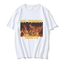 My Tummy Hurts Funny Hard Skeleton Meme TShirt Unisex Unisex Fashion Vintage Short Sleeve TShirts Cotton Cozy Casual T Shirts S