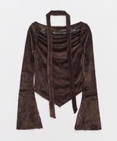 Romantics Shine Velvet Drape Cubic Scarf Top Brown