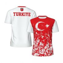 Turkiye Patriotic Fan Sports Tee Quick-dry Short Sleeve Jersey For Adult Children Soccer Match Cheering Outdoor Tops All Sizes S