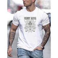 European sizes  Men'S T-Shirt, Easy And Clean, Easy to Match, Featuring a KERRY KING Skull Design for Summer Casual Wear with a Round Neck 2XL balta