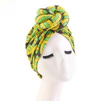 African Printed Twist Ball Headscarf Hat, Disc Knotted Headscarf Hat, Popular National Hat In Europe And America average size