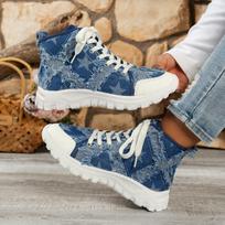 Fashion Women Sneakers Autumn New Fashion Denim Patchwork Fabric Platform Sneakers Women Lightweight Outdoor Anti-slip Shoes for Women 36 karališkos mėlynos spalvos