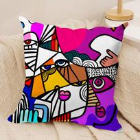 Colorful Abstract Faces Cushion Cover Soft Plush DoubleSided Printed Sofa Pillow Cushion Cover  Cozy AllSeason Decor Gift 30x30cm