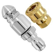 Nerūdijančio plieno + žalvario aukšto slėgio plovimo įrenginio purkštukas 1/4'' greito prijungimo nutekėjimo valymo antgalių rinkinys white
