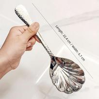 Quality 304 Stainless Steel Shell-Shaped Spoon Food Grade With Long Handle Dessert Spoon Shell Shape Ice Cream Scoops Desserts sidabras