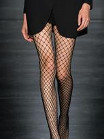 1 Pc Women'S Black Medium Grid Fishnet Pantyhose, High-Stretch Sheer Hosiery For Office Commute & Streetwear Outfits One Size black