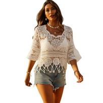Retro Boho Apranga Moterims Nėrimo Viršutiniai Drabužiai, Apvalia Kaklo 3/4 Platėjančiomis Rankovėmis Užmetamas Drabužis, Tuščiaviduris Kvėpuojantis Vasaros Megztas Kardiganas Apsauga Nuo Saulės Paplūdimio XXL abrikosas