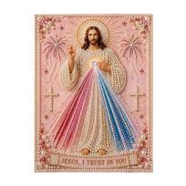 Relaxing DIY Craft Mary Pearl Painting Kit, Divine Mercy Jesus Holy Art Religious Faith-based Kit Faux Set for Adults Beginners Christian Wall A