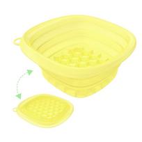 Foldable Face Ice Bath Bowl Built-in Ice Tray Silicone Skincare Washbasin Cold with Lid Face Dipping Bowl for Women Girls geltona