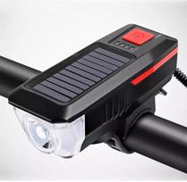 USB Solar Charging Bike Light 2000 MAh Bike Bell 120 DB Smart Switch Multiple Modes IPX4 Waterproof Bicycle Headlights 3w raudona