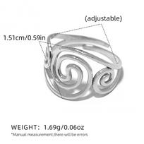 Stainless Steel Vortex Spiral Hollow Rings For Women Men Geometric Twisit Lines Wide Opening Rings Banquet Jewelry Accessories